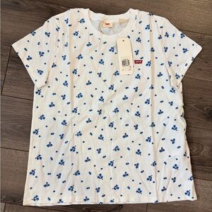 Levi's White Tee with Blue Floral Design